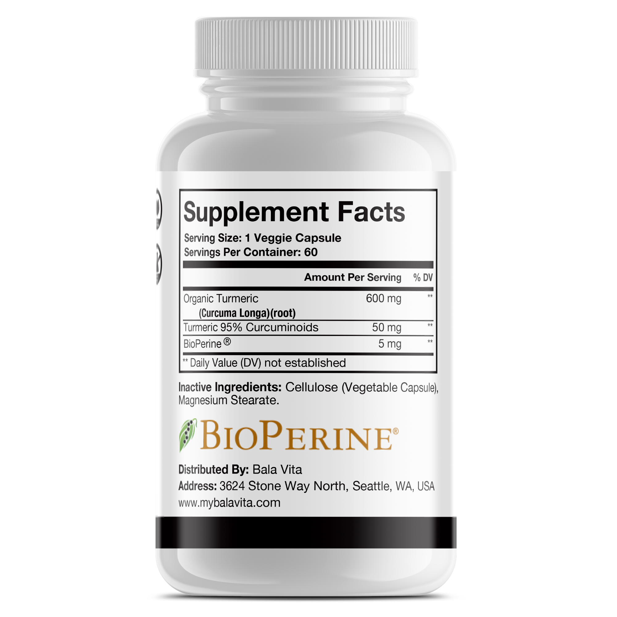 Turmeric Capsule (600mg) with Bioperine