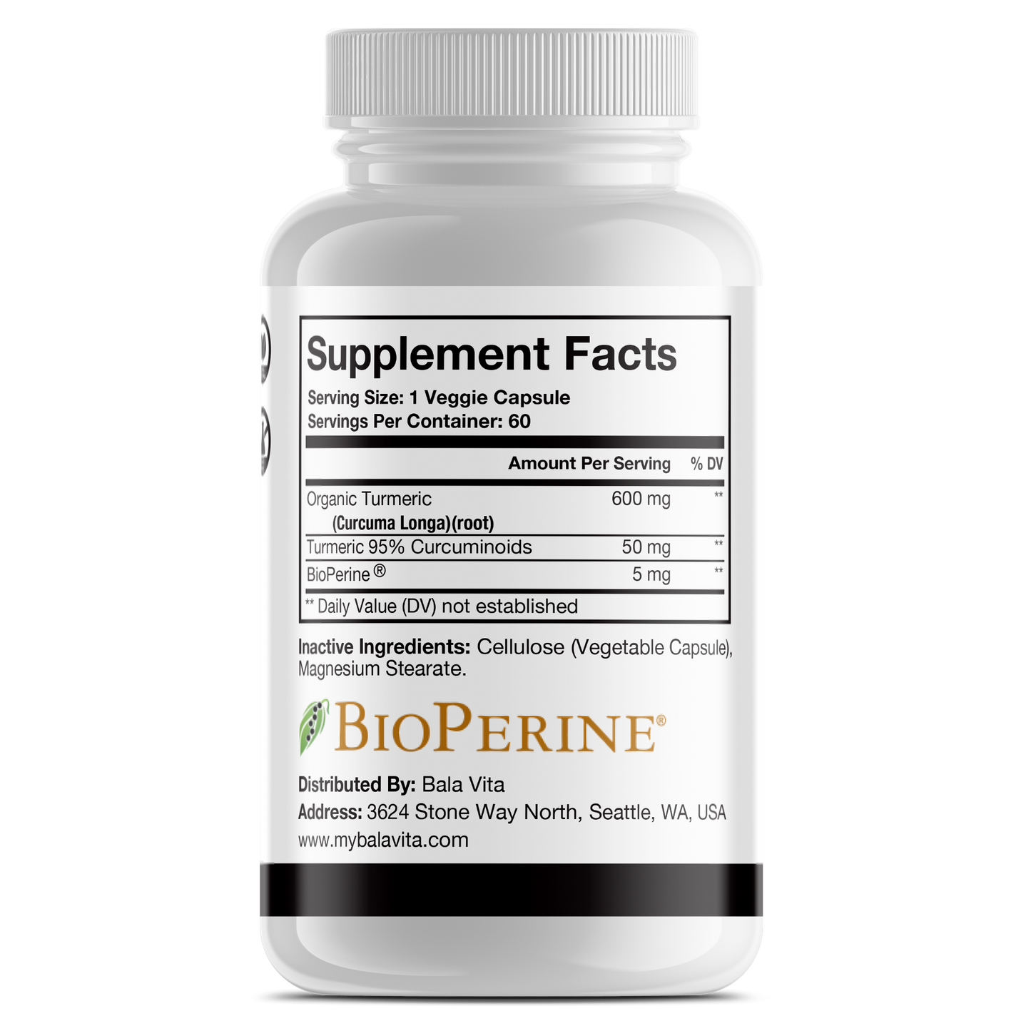 Turmeric Capsule (600mg) with Bioperine