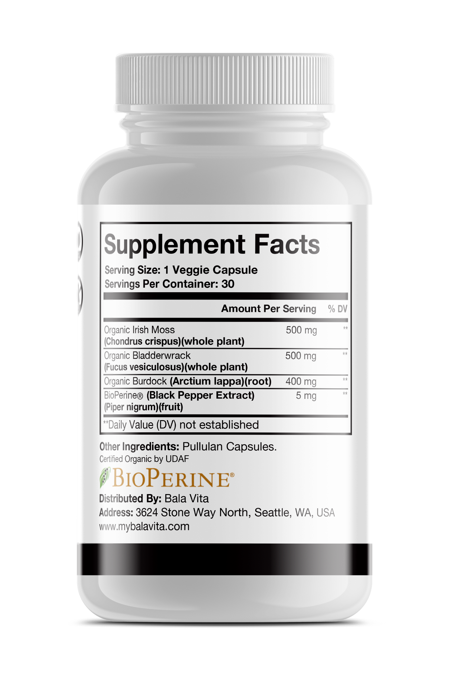 Organic Sea Moss, Bladderwrack, and Burdock with Bioperine