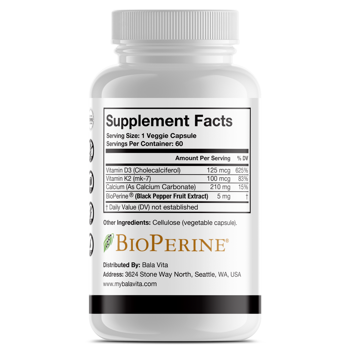 Vitamin D3 + K2 Capsule (5000 IU + 100 mcg)