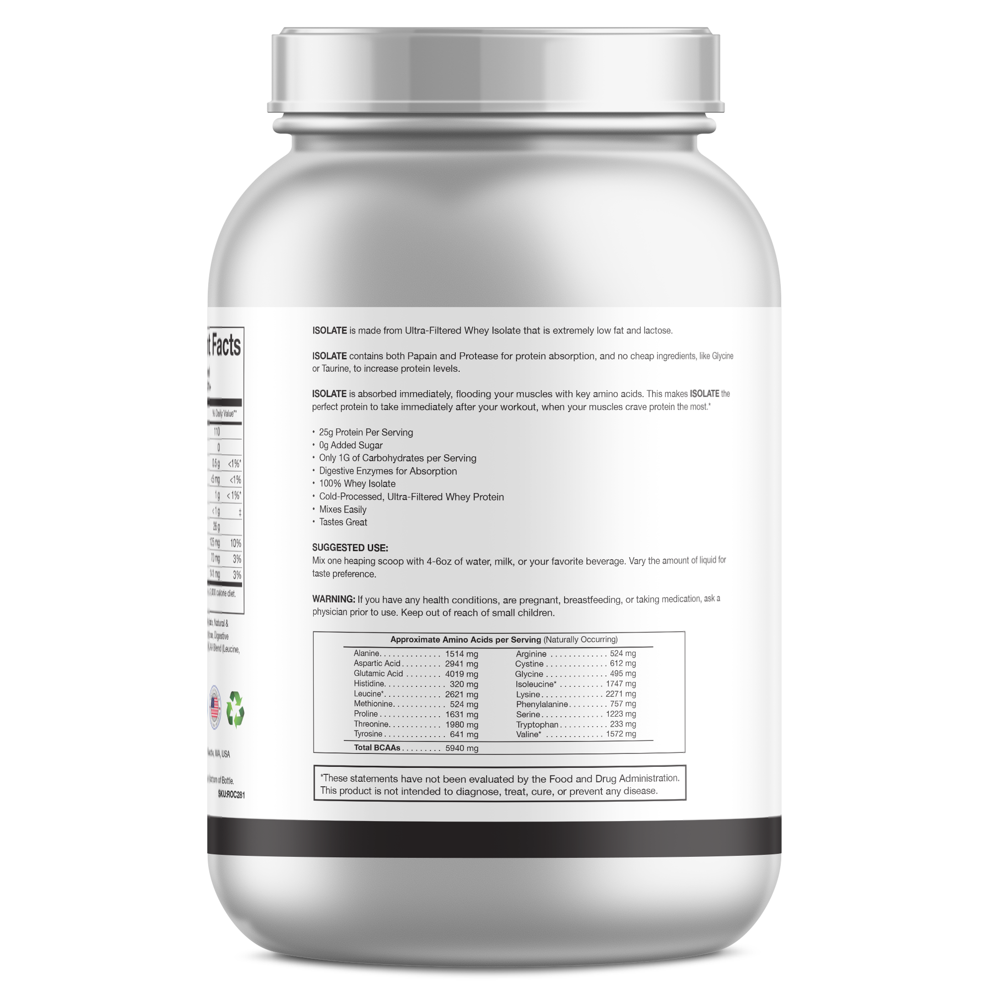 2lb 100% Whey Isolate Vanilla – 30 servings