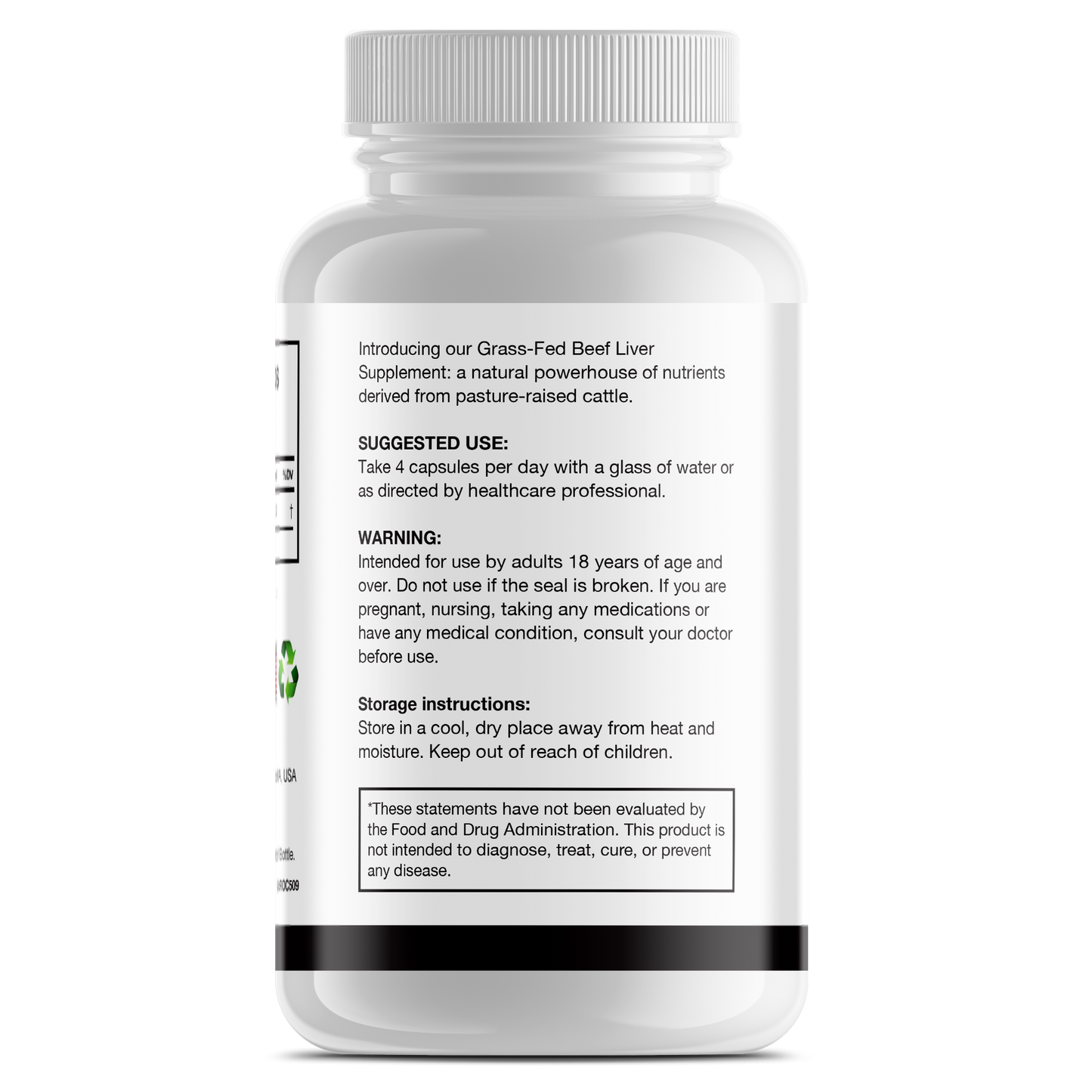 Grass-Fed Beef Liver 3000mg Capsule