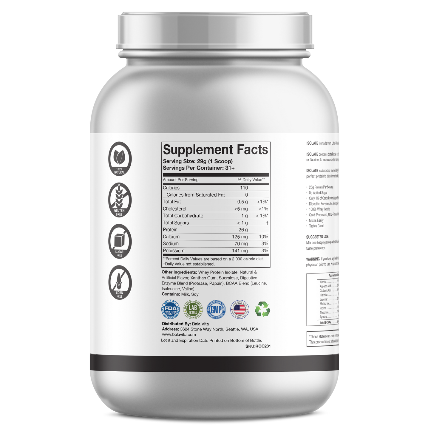 2lb 100% Whey Isolate Vanilla – 30 servings